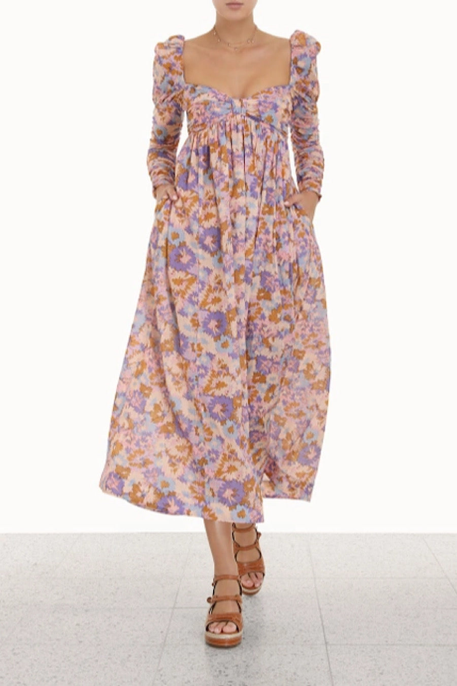 Zimmermann Violet Twist Front Midi Dress, Purple